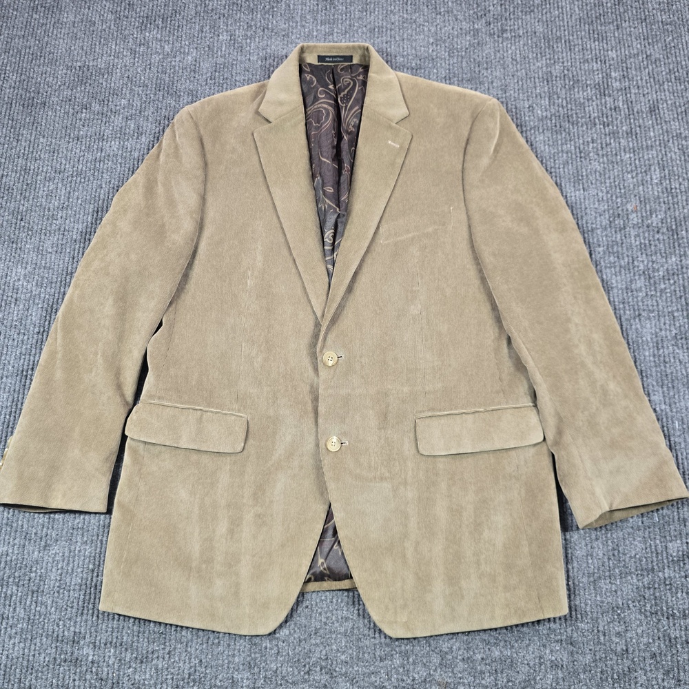 Lauren Ralph Lauren Blazer Mens 42 Beige Corduroy Lined Classic Short Fit